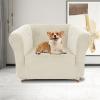 SYLC Velvet Stretch Chesterfield Sofa Cover with Seat Cushion Cover, Anti-Slip, Beige, Chair view 2