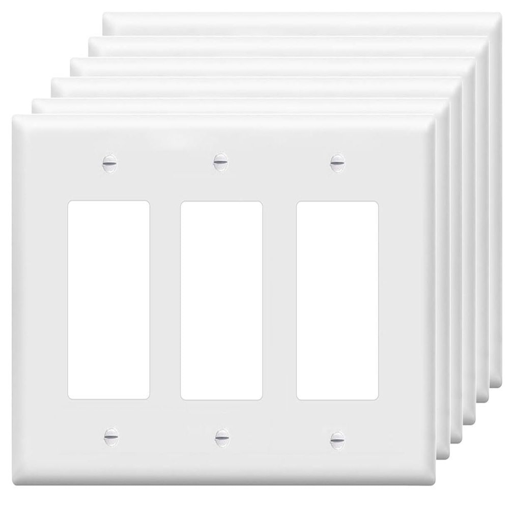 Decorative 3-Gang Wall Plates, 6-Pack