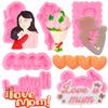 FCKEMLDS Mother's Day Fondant Silicone Mold Set, “I Love Mom,” Mother and Child, Tulip, Heart, 6-Piece view 1
