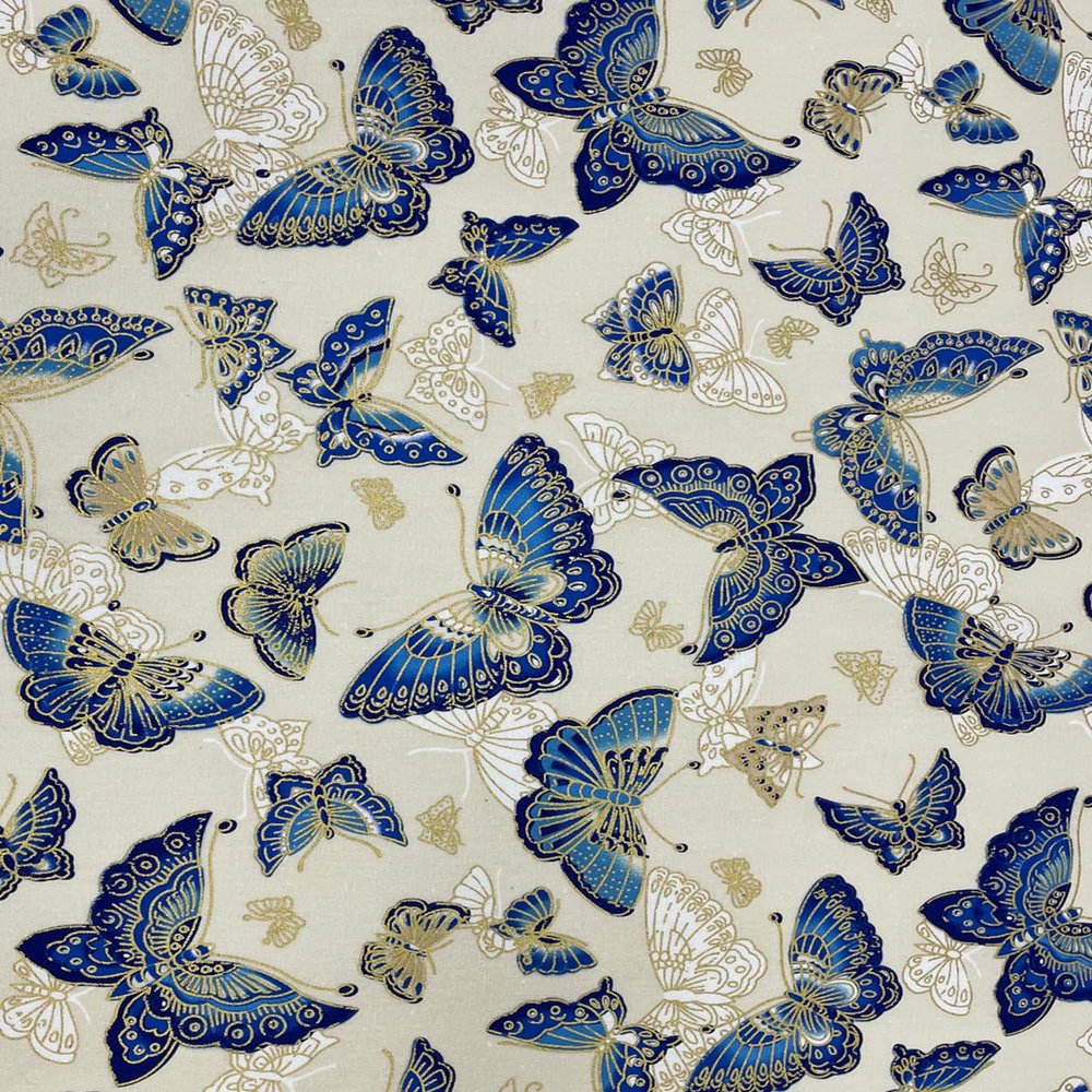 Jukway Cotton Fabric by the Meter, 50 x 145 cm, 100% Cotton, Bronze-Effect Gold Pattern, Beige