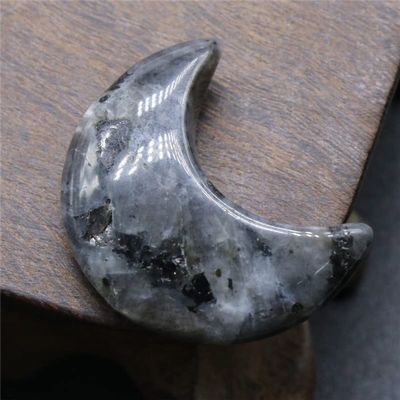 BKGWCSOR 30 mm Moon-Shaped Natural Crystal Stone Statue, Colorful Reiki Gemstone, Gift Collection, Home Decor (Color: Black Flash, Size: One Size)