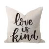 WSDESDEC Elegant Throw Pillow Cover, 22 x 22 in, "Love Is Kind", Breathable Cotton-Linen view 1