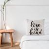 WSDESDEC Elegant Throw Pillow Cover, 22 x 22 in, "Love Is Kind", Breathable Cotton-Linen view 2
