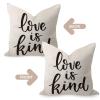 WSDESDEC Elegant Throw Pillow Cover, 22 x 22 in, "Love Is Kind", Breathable Cotton-Linen view 4