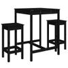 3-Piece Black Solid Pine Wood Garden Bar Set view 2