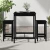 3-Piece Black Solid Pine Wood Garden Bar Set view 3
