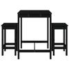 3-Piece Black Solid Pine Wood Garden Bar Set view 4