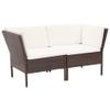 6-Piece Brown Poly Rattan Garden Lounge Set with Cushions, Glass Tabletop and 4 Chairs view 3