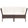 6-Piece Brown Poly Rattan Garden Lounge Set with Cushions, Glass Tabletop and 4 Chairs view 4