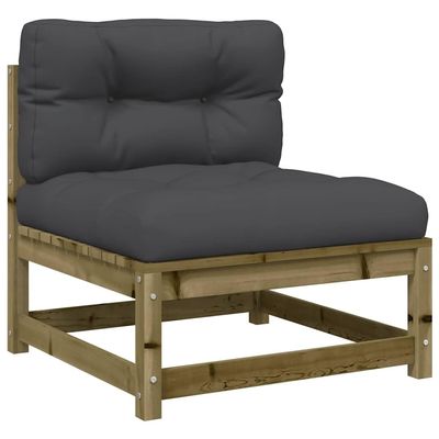 vidaXL Armless Garden Sofa with Cushions, Impregnated Pine Wood