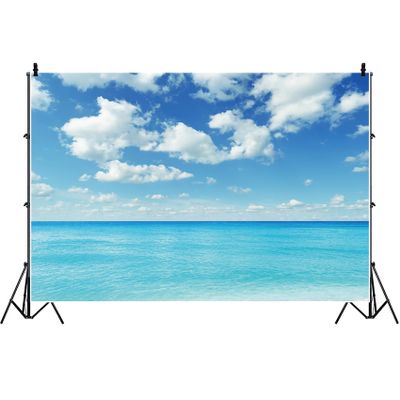 Bovlleetd Coastal Backdrop, 3 x 2 m, Blue Sky, White Clouds, Beach