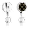 Retractable Metal ID Badge Holder with Belt Clip and Key Ring, Flower view 1