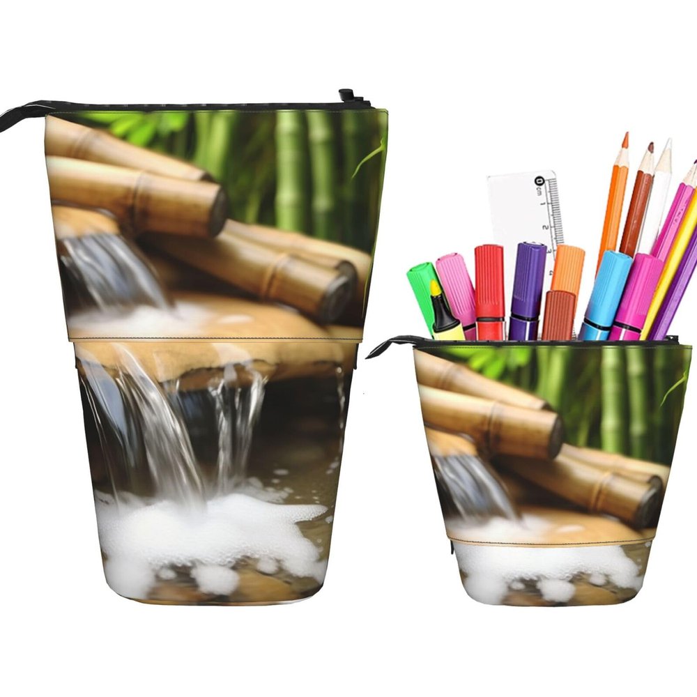 Telescopic Pencil Case, Bamboo Waterfall, Standing Pop-Up Pencil Holder