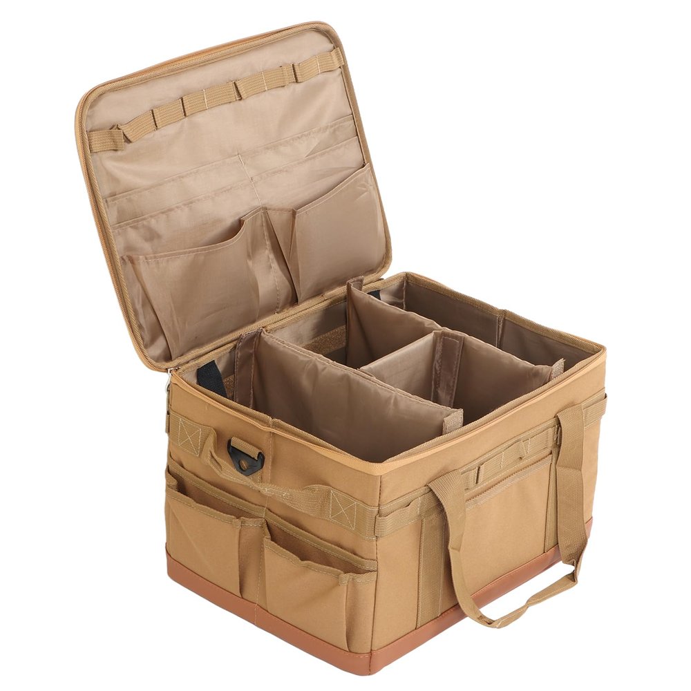 HERCHR 30 L Camping Tool Bag, Outdoor Storage Caddy, Khaki