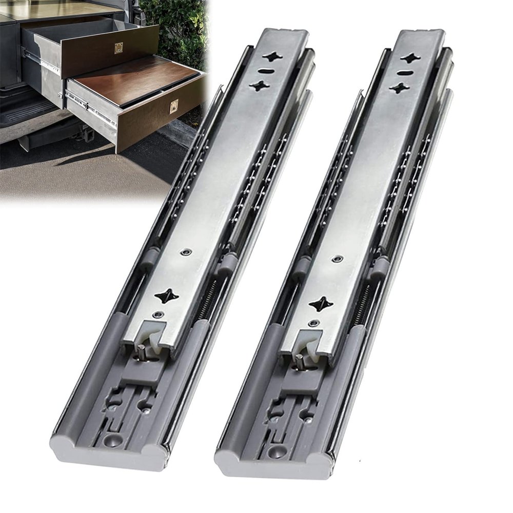 53 mm Wide Kitchen Cabinet Drawer Slides with Soft-Close, 90 kg Capacity, 3-Section Full Extension, Detachable, 550 mm (22 in), 1 Pair
