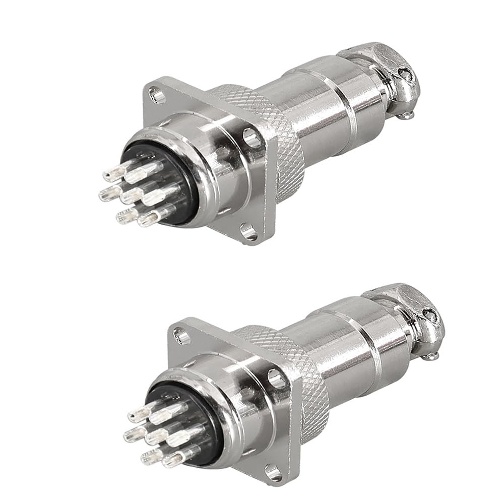 2-Pack DF20 GX20-2 to 15-Pin Aviation Connectors, Square, Plug-to-Plug (7-Pin)