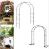 Large Metal Rose Arch Garden Gate with Base, Black, 120 x 220 x 40 cm view 1