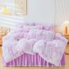 ERLOXO Fluffy Faux Fur Duvet Cover Set, 3-Piece Queen Size, Tie-Dye Purple view 1