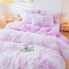 ERLOXO Fluffy Faux Fur Duvet Cover Set, 3-Piece Queen Size, Tie-Dye Purple view 3