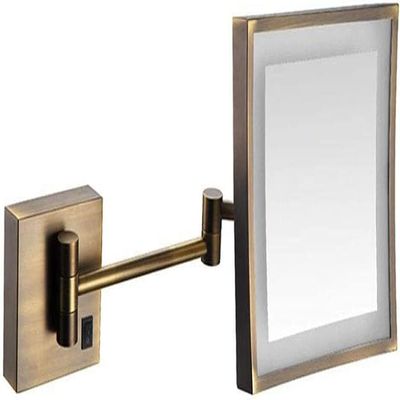 Lighted Makeup Mirror, Wall-Mounted, 20.3 cm, 3x Magnification, 180° Swivel, Extendable, Rose Gold