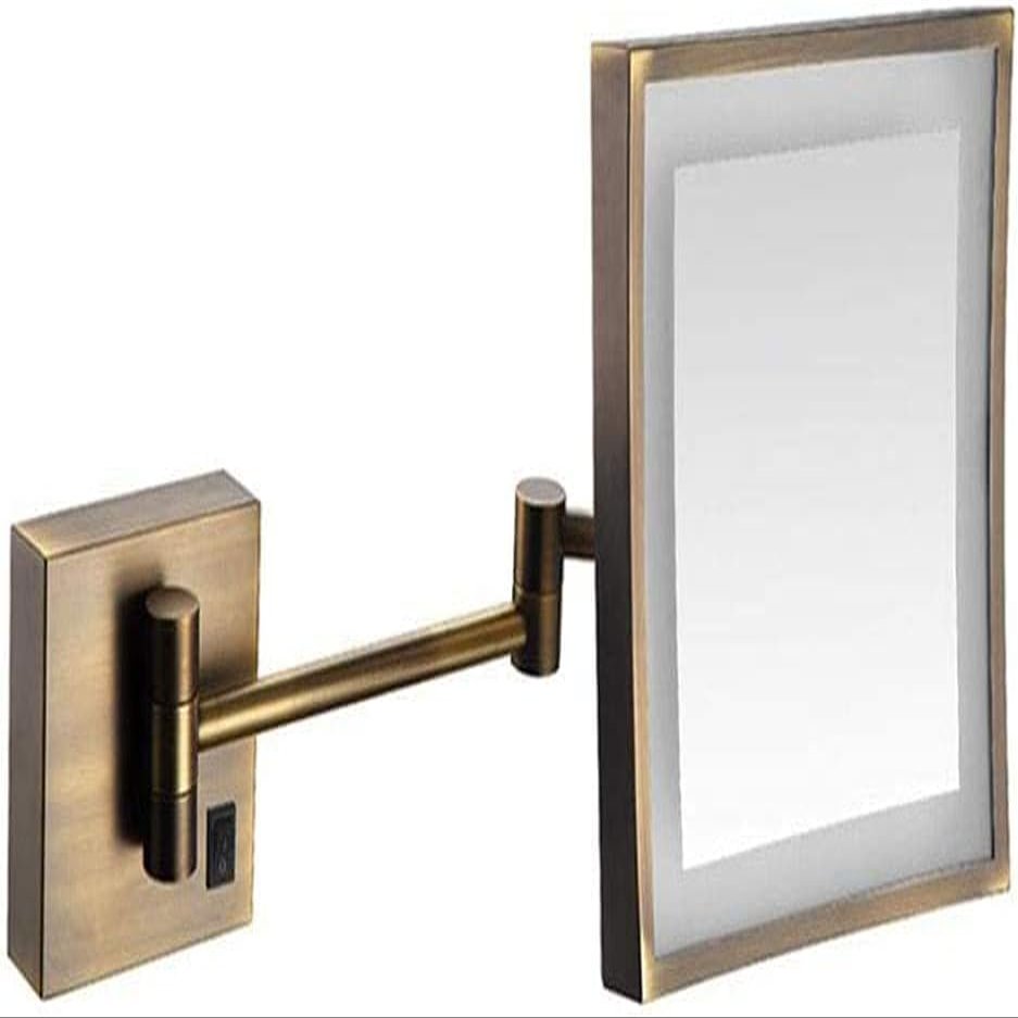 Lighted Makeup Mirror, Wall-Mounted, 20.3 cm, 3x Magnification, 180° Swivel, Extendable, Rose Gold