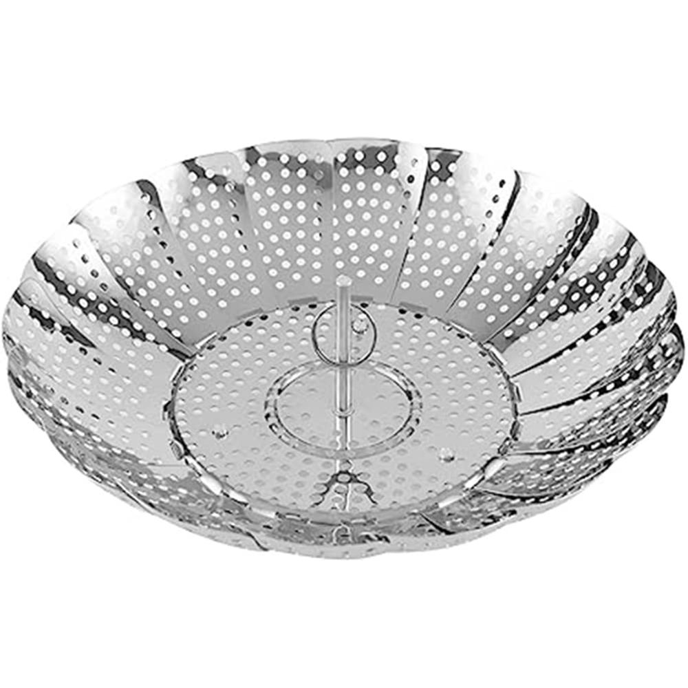 Lckiioy Vegetable Steamer Basket, Collapsible and Expandable, Stainless Steel (1 Piece, Silver)