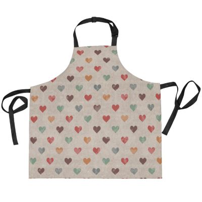 FRODOTGV Retro Heart-Shaped Apron, Beige, One Size