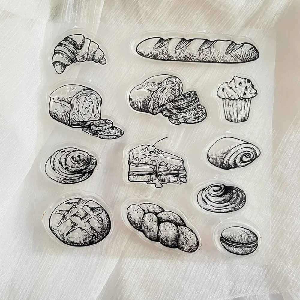 FOSANGPUSHI Vintage Food-Themed Clear Stamps, 12 x 12 cm