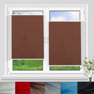 No-Drill Pleated Blind 75 x 170 cm, Blackout/Light-Filtering, Brown
