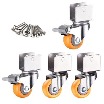 Set of 4 Swivel Casters, U-Shaped Brackets, 50 mm/2 in Nylon Furniture Casters with Brakes, 360° Rotation, 2 Swivel + 2 Braked, 22 mm/0.87 in