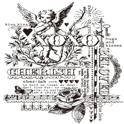 FOSANGPUSHI Vintage Clear Silicone Stamp, 11 x 16 cm, Angel Background