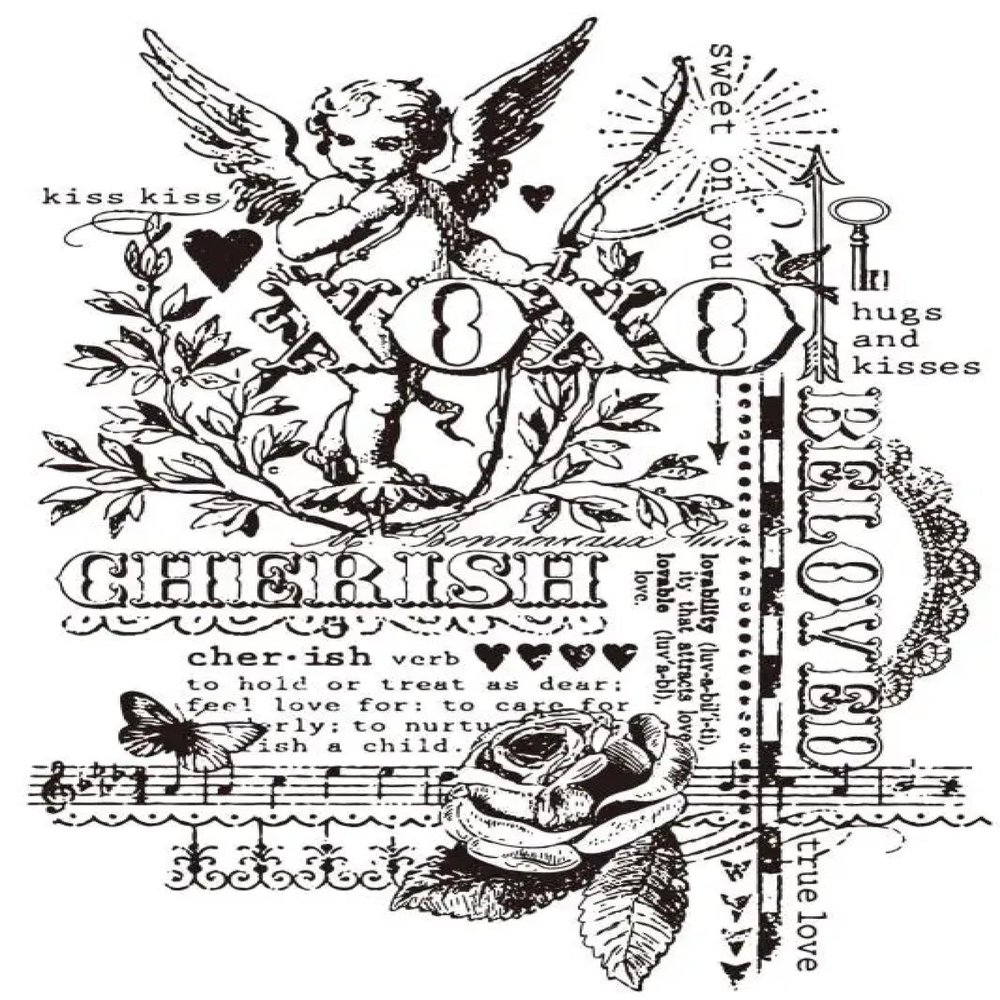 FOSANGPUSHI Vintage Clear Silicone Stamp, 11 x 16 cm, Angel Background