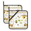 Wurton Flying Bees Pot Holders with Daisy Honey Print, Heat-Resistant, 2-Pack view 1