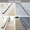 Black Stair Handrail, 1–20 ft, Wrought-Iron Metal Railing for Indoor Stairs, Wall-Mounted Safety Grab Bar, 540 cm view 4