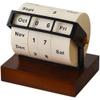 Wooden Perpetual Desk Calendar with Rotating Month and Weekday Display view 1