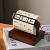 Wooden Perpetual Desk Calendar with Rotating Month and Weekday Display view 4