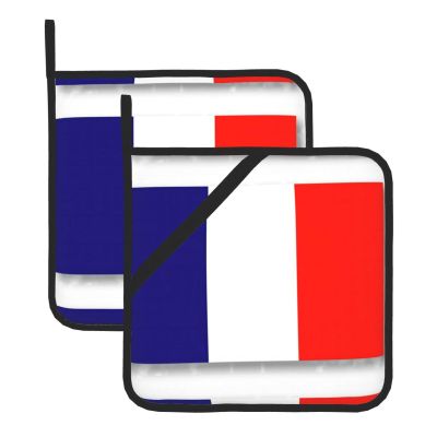 Wurton French Flag Pot Holders, 2-Piece Set, Dual Function, Kitchen and Trivets, 20.3 x 20.3 cm