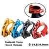 MTB Seatpost Clamp, Quick Release, Aluminum Alloy, 31.8/34.9 mm, Blue view 2