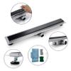 VBChome 80 cm Shower Drain, Black Tempered Glass and Stainless Steel view 4