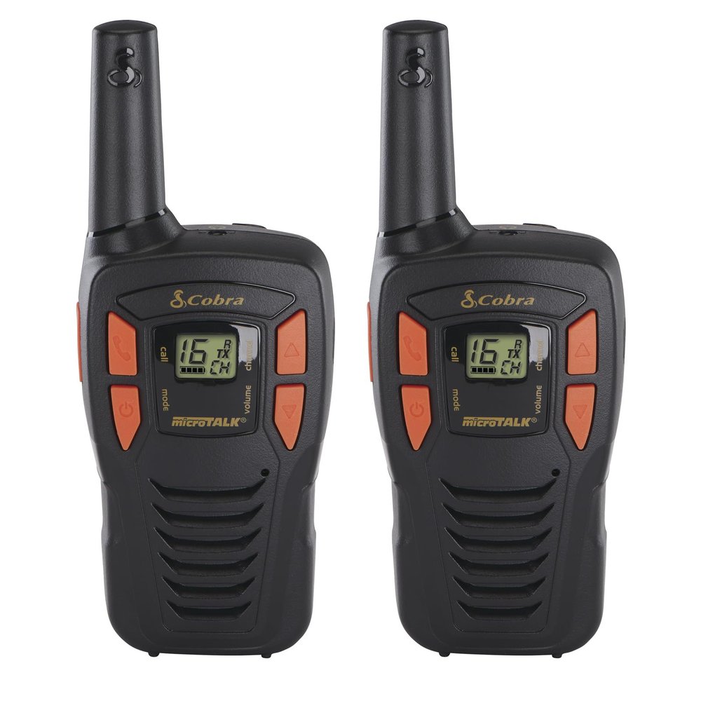 Cobra AM255 Lightweight Walkie-Talkies, 2-Pack, 5 km Range, 16 Channels, Rechargeable, Black