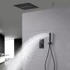 XJTNLB Matte Black Concealed Shower Faucet Set, 16-Inch Square Rain Shower Head with Hose, Dual-Function view 1