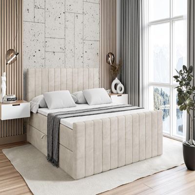 ALTDECOR Box Bed with H3 Mattress Futeil Edita-Z – 180 x 200 – Beige