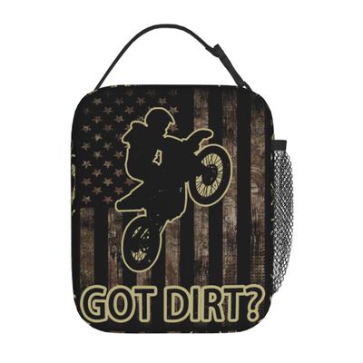DORKEIXIA Got Dirtbike Motocross Camo American Flag Insulated Lunch Bag