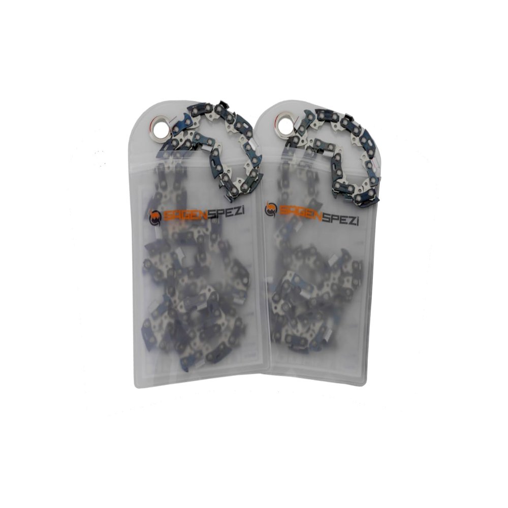 SGENSPEZI Set of 2 Carbide Chainsaw Chains, 3/8" Hobby, 1.3 mm, 50 Drive Links