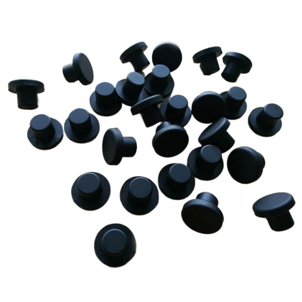 Solid Silicone Rubber Plugs, 7 mm, Black, 50 Pieces