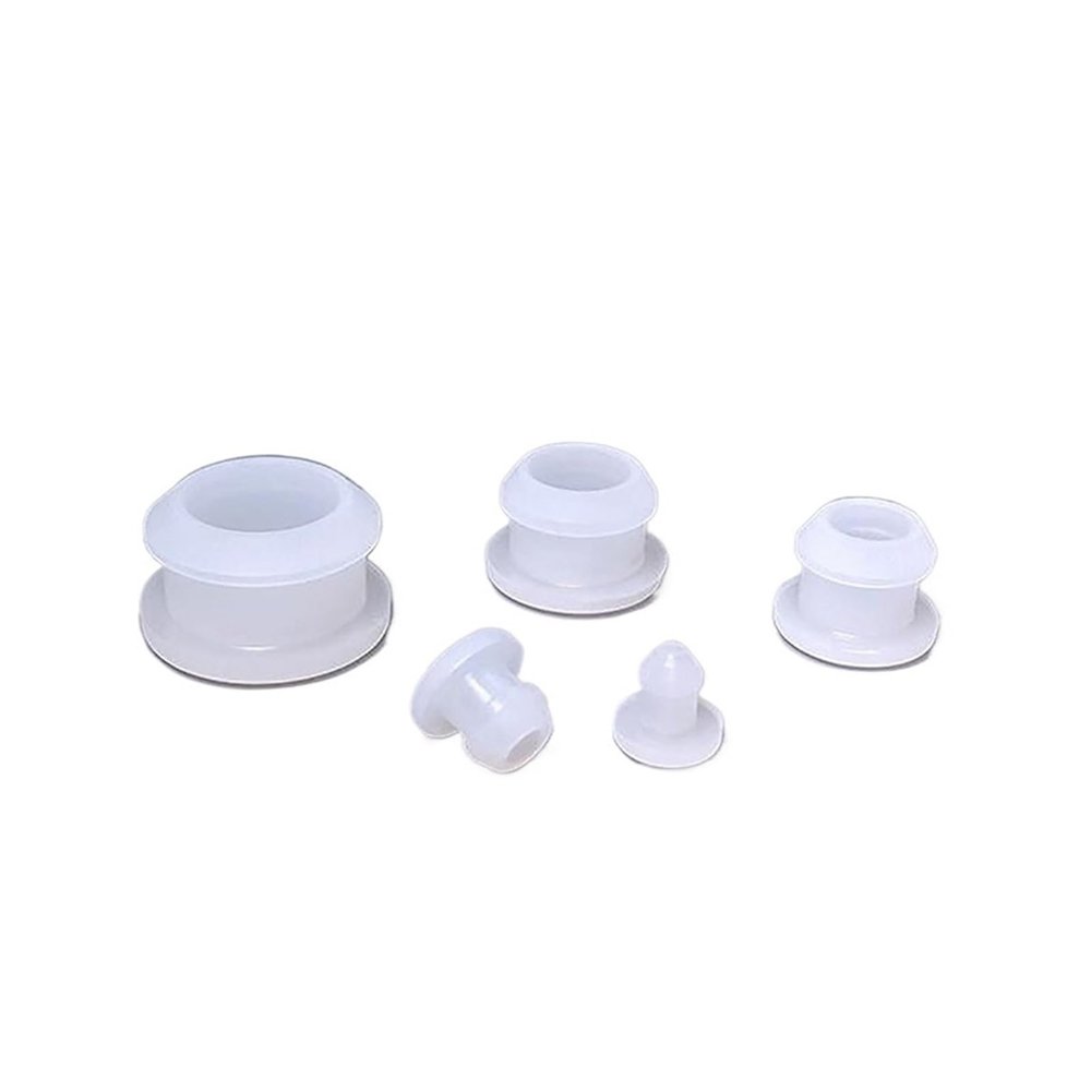 Silicone Rubber Snap-In Hole Plugs, 10-Pack, 2.5–50.6 mm, Transparent, Size A 26 mm