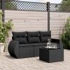 ShGaxin 4-Piece Black PE Rattan Garden Sofa Set with Cushions view 1