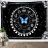 LB Blue Butterfly Moon Phase Constellation Mandala Tapestry, Black and White, 150 x 130 cm view 1