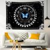 LB Blue Butterfly Moon Phase Constellation Mandala Tapestry, Black and White, 150 x 130 cm view 2