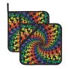 Bear Dancing Batik Square Heat-Resistant Oven Mitts, 2-Pack view 1